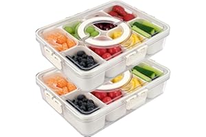 UPTRUST Snackle Box Charcuterie Container for Portable Snack Platters (2pcs 8 Compartment)