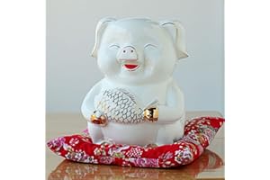 Piggy Bank Cartoon Ceramic Boy Girl Child Piggy Bank Creative Birthday Gift Home Decoration (White)(A)