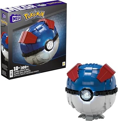 MEGA Brands Mega Pokémon Great Ball Buildable 299 Pieces Light 5 in Tall HMW04