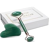 XYZBSTAR Jade Roller for Face, Facial Roller Massager Skin Care Tool, Gua Sha Facial Tools for Face, Neck, Eyes, Reduce Puffiness of The Skin (Green)