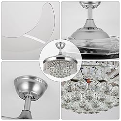WWahuayuan 36" Chandelier Ceiling Fan Light, Modern