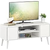 HOMEFORT Retro TV Stand, Mid-Century TV Console Table, Fits up to 55-inch Television, Modern Entertainment Cabinet with Stora