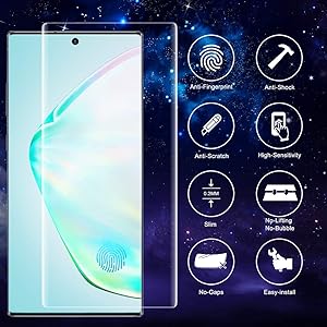 Maxaka Galaxy Note10 Plus Screen Protector Temper Glass, 0.2mm 3D Edge Liquid Dispersion Tech Adhesive Repair Function, (No UV Lamp&Tray)Backup Replacement Pack for Samsung Note10P 5G N10+, 1Pc Glass