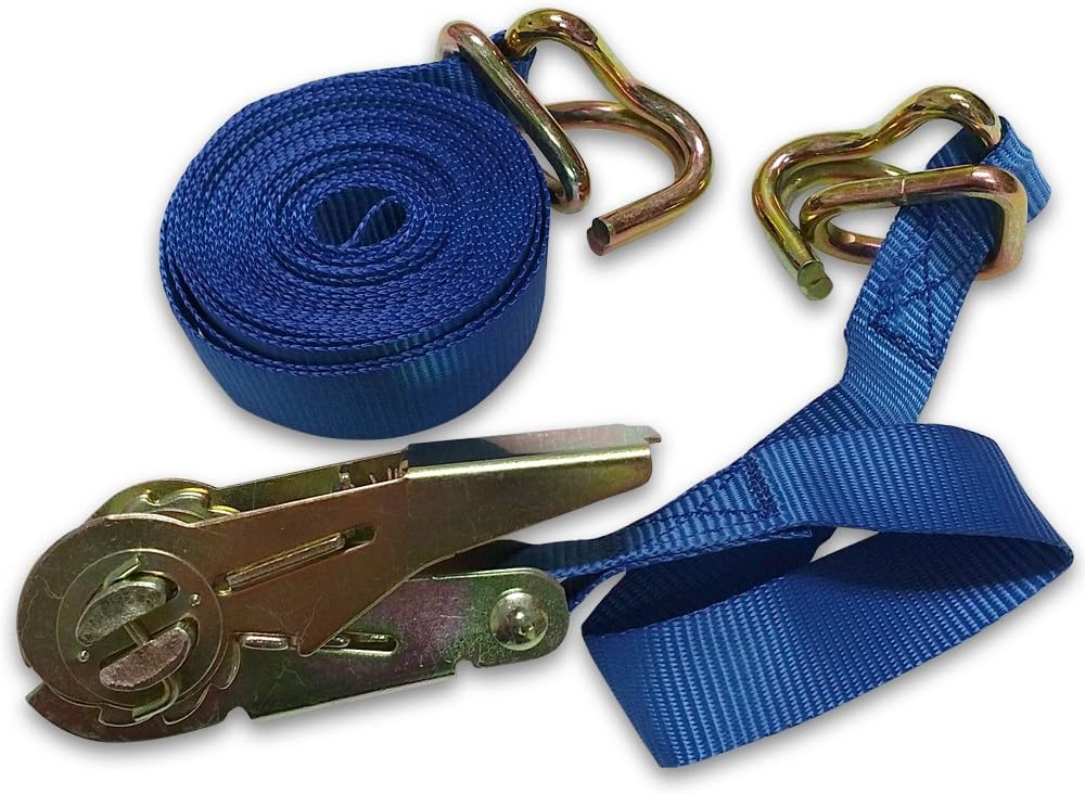 Forearm Forklift 77052 Heavy Duty 15' Mini Ratchet Strap with J Hook, 1500 Lb Capacity, Blue