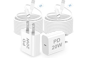 WWB iPhone 15 Charger Fast Charging,20W USB C Fast Charger for iPhone 15/15 Plus/Pro Max, iPad Pro 12.9/11 inch, iPad Air 5th/4th, iPad 10th, 2Pack Type C Wall Charger Block with 6FT Long USB C to C Cable