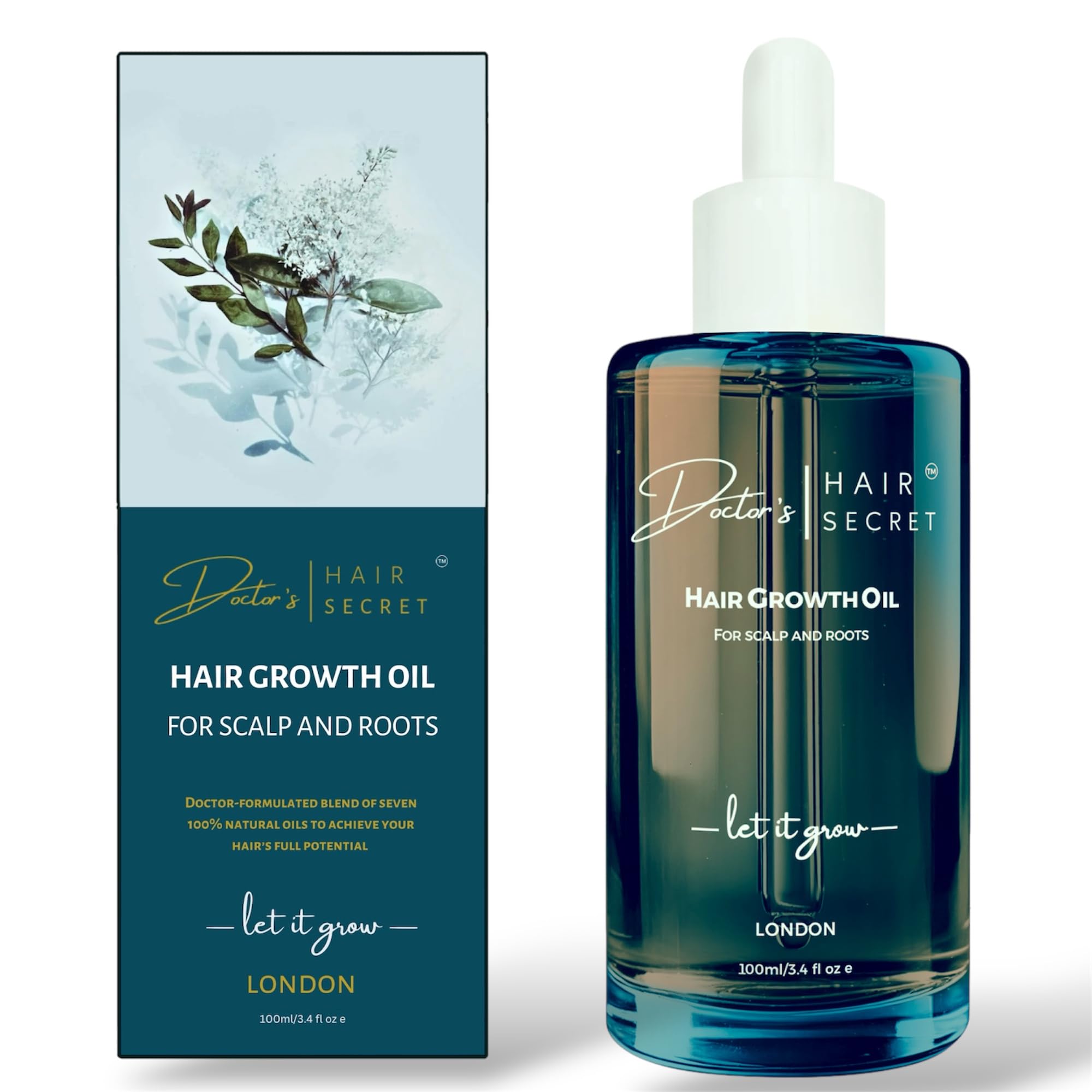 Doctor's Secret Hair Growth Oil with Rosemary, Peppermint, Caffeine, Lavender, Castor, Rosehip and Sweet Almond Oils. 100% Natural Vegan, Doctor Formulated For Thinning Hair (100ml)