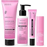 Rosemary PDRN Hair Care Set with PDRN Pink Collagen Stick, 4-Piece Shampoo Conditioner Cooling Scalp Serum &amp; Moisturizing Balm, Amino Acid Hair Routine for Fuller-Looking Hair &amp; Dry Skin Care