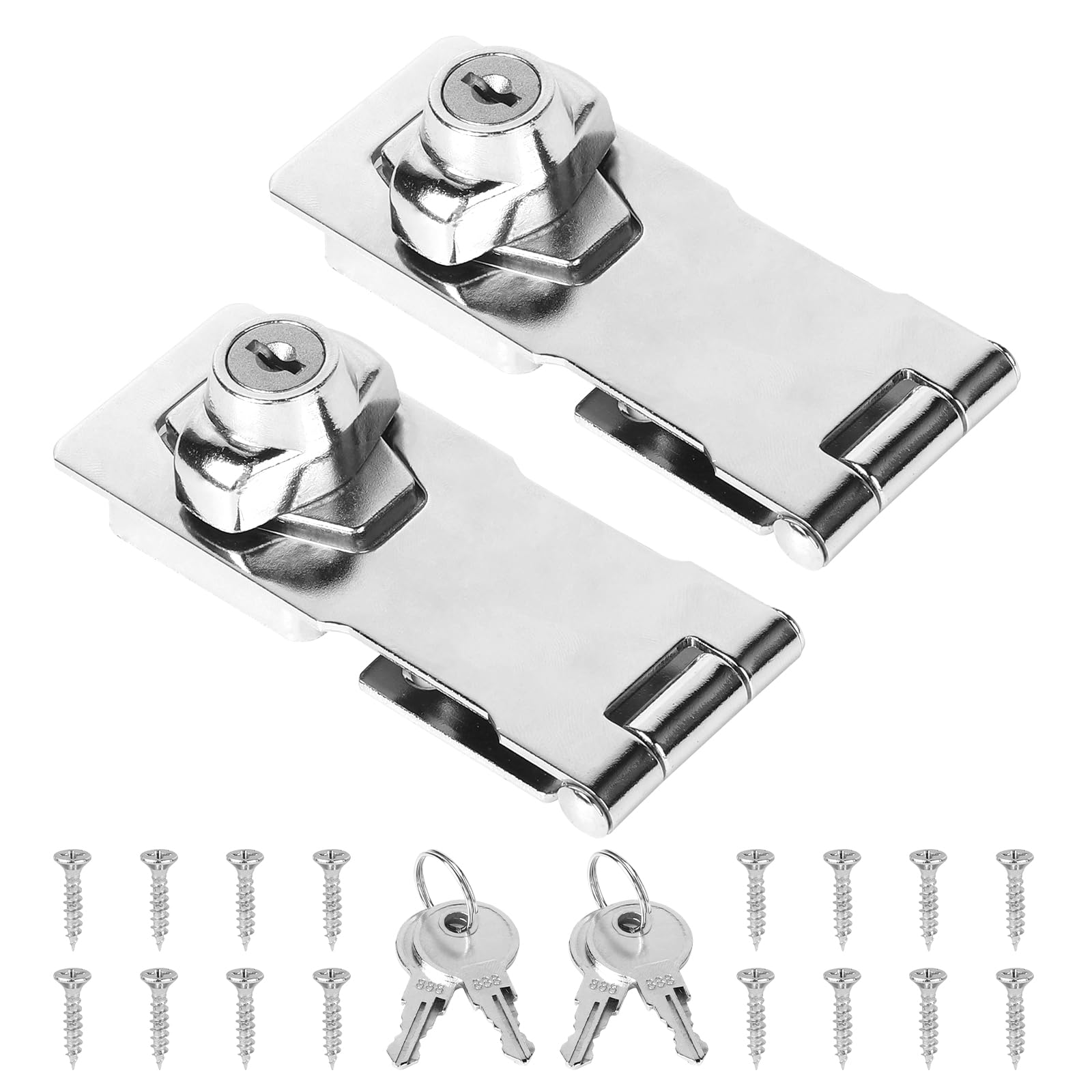 EXLECO 2x Locker Latch with Lock Latch Hasp Stainless Steel Latch with Padlock Latch Door Lock with Trap Lock for Cabinet Drawer Silber