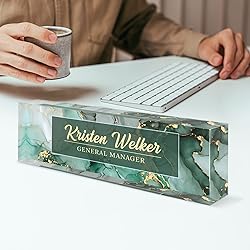Personalized Premium Green Marble Acrylic Desk Name