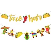 Rismise Fiesta Taco Bar Banner Garland 2 set Mexican Fiesta Party Banner with Cactus Donkey Maraca Sombrero Taco Pepper for Mexican Cinco de Mayo Fiestas Theme Party Supplies