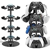 Headset Stand 4 Tiers for Desk, Rotatable Gaming Controller Stand for PS5/PS4/Xbox/Switch2/PS Portal/Phone, Universal PC Gamer Gift Accessory Controller/Headphone Holder for 12 Packs Controller