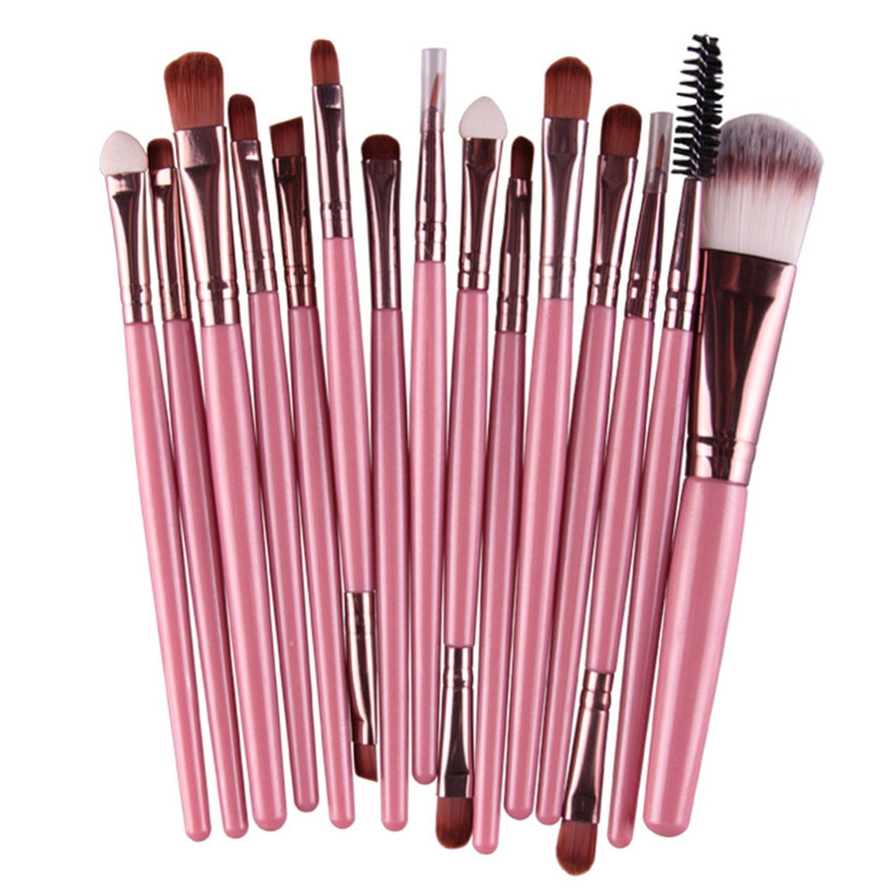 15 Pcs Makeup Brush Set Powder Eyebrow Eyeshadow Eyeliner Cosmetic Make Up Tool Foundation Natural Beauty Palettes Good-looking Popular Eyes Face Colorful Rainbow Hair Highlights Glitter Kit, Type-04