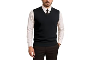 HAVYXAR Men’s V-Neck Sleeveless Sweater Vest – Solid Black Knit Vest for Men, Classic Pullover Style, Mens Sweater Vest