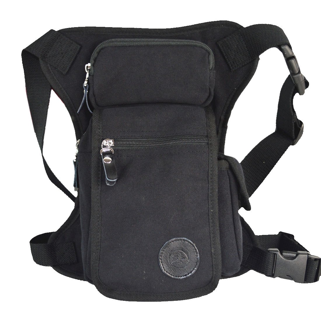 Canvas Drop Leg Bag Motorcycle Waist Pack for Men Women Outdoor Travel Sports Hiking Camping Tactical Military Bike Cycling Riding Thigh Fanny Pouch Black