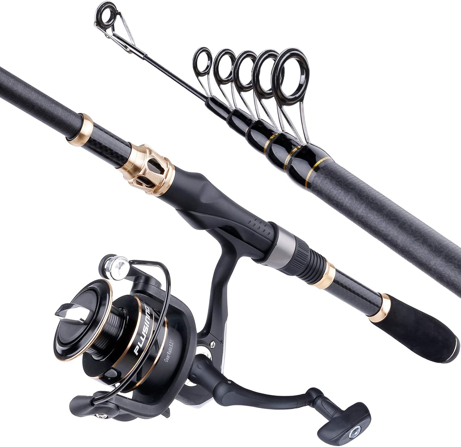 PLUSINNO Fishing Rod and Reel Combos Carbon Fiber Telescopic Fishing Rod with Reel Combo Sea Saltwater Freshwater Kit : Sports & Outdoors