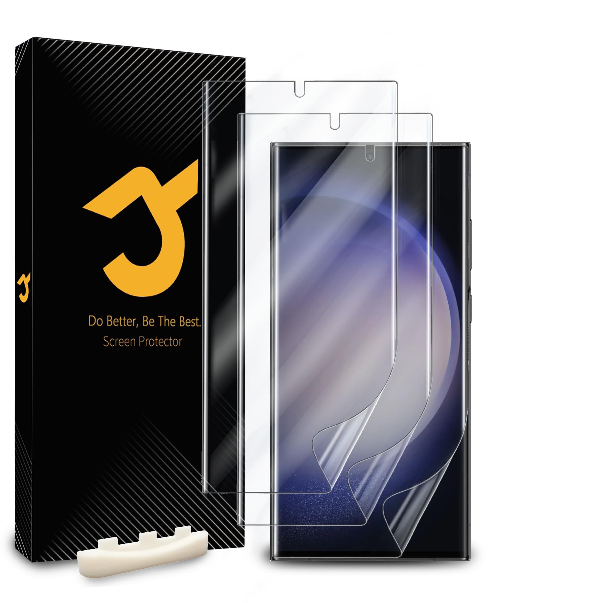 JZG 3+2pcs for Samsung Galaxy S23 Ultra Screen Protector (Hydrogel Film),3 Sensitive TPU Film with 2 Camera Lens Protector Tempered Glass, Self-Healing, Curved Edge Protection,Compatible with Cases