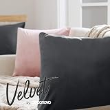 Deconovo Velvet Cushion Covers 40x40 cm Dark Grey Set of 2 with Invisible Zipper view 2