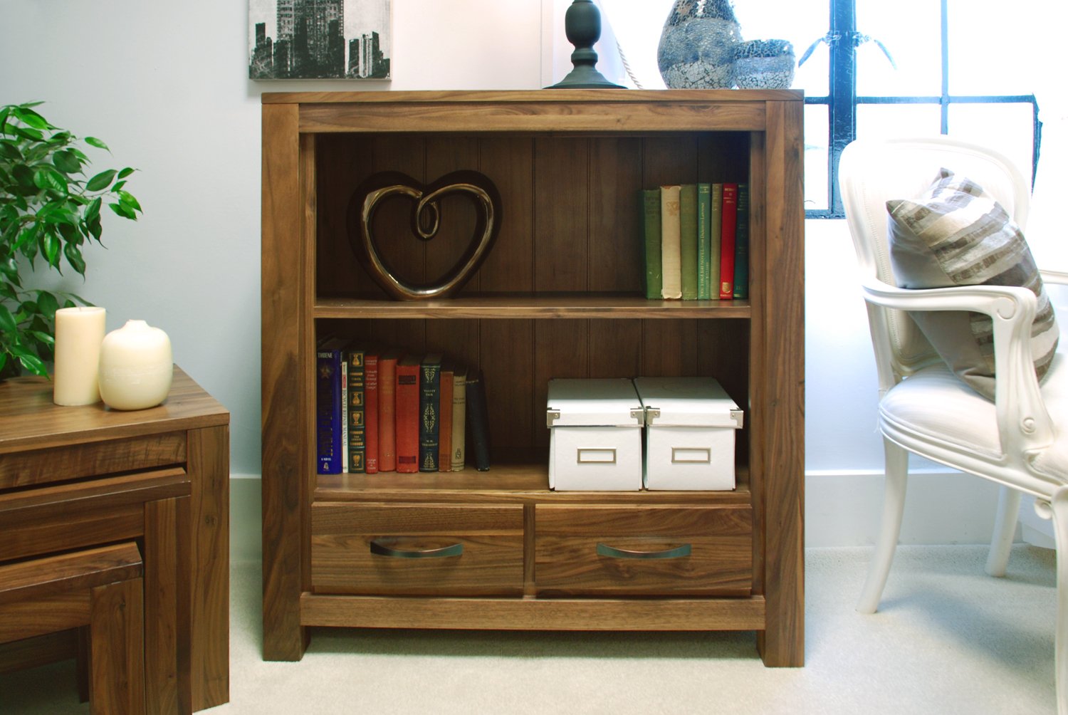 baumhaus Mayan Walnut Low Bookcase