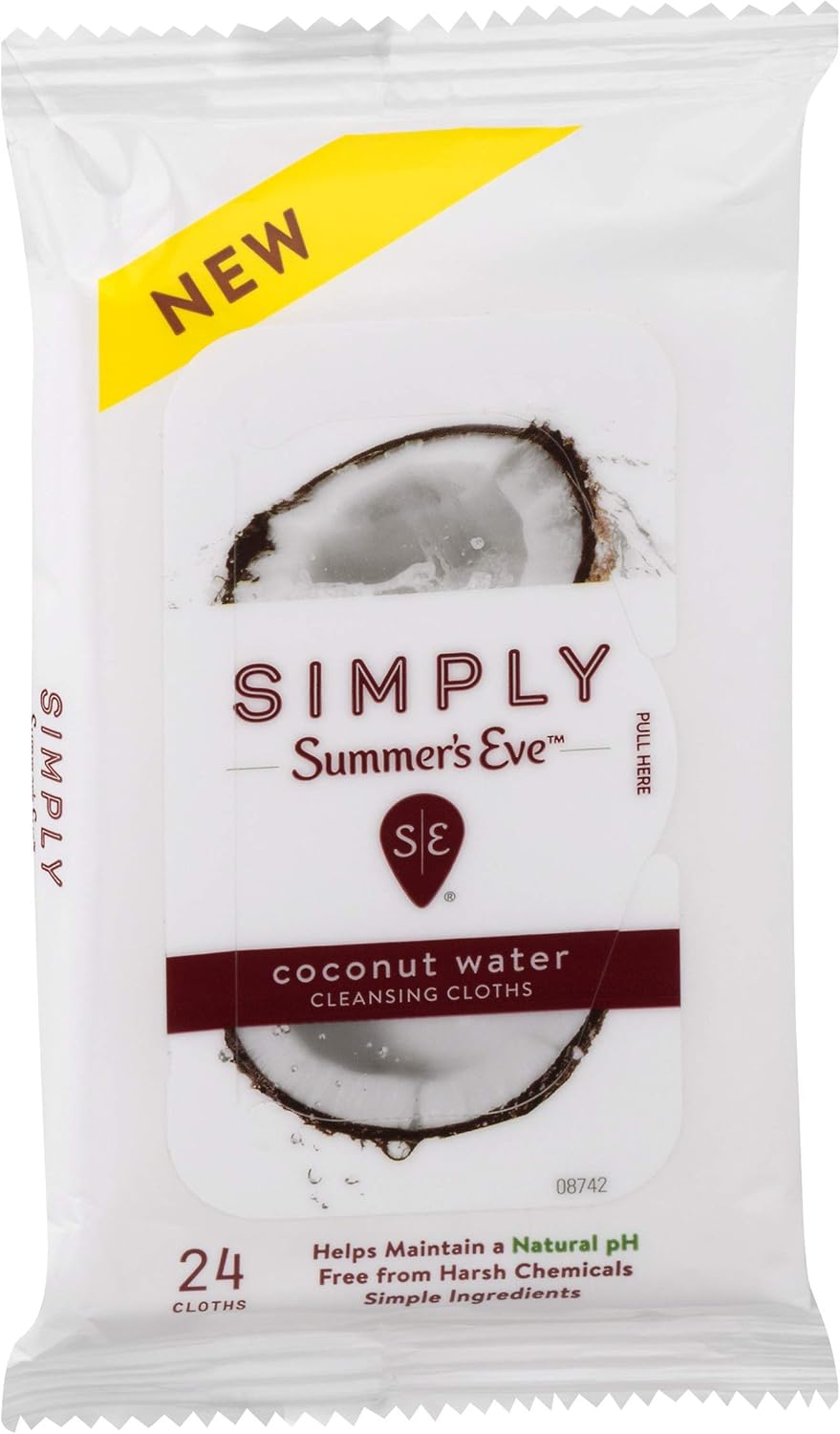 Summer's Eve Simply Cloths | Coconut Water | 24Count | Pack of 1 | pH Balanced, Free from Harsh Chemicals & Dyes: Health & Personal Care