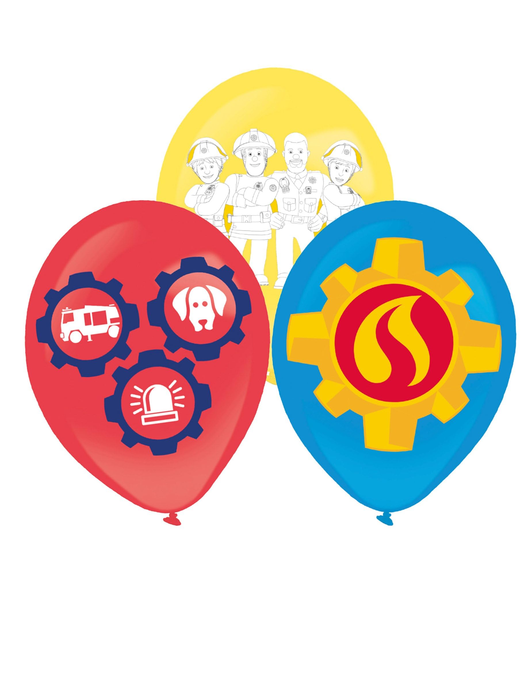 Amscan 9912972 - Officially Licensed Fireman Sam 11" Latex Balloons - 6 Pack