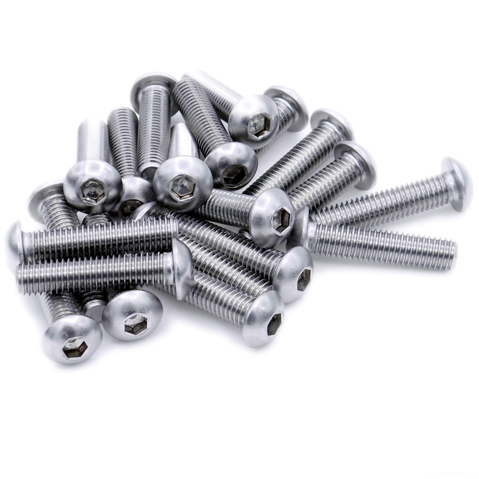 M4 (4mm x 16mm) Hex Socket Button Machine Screw (Bolt) - Stainless Steel (A2) (Pack of 20)