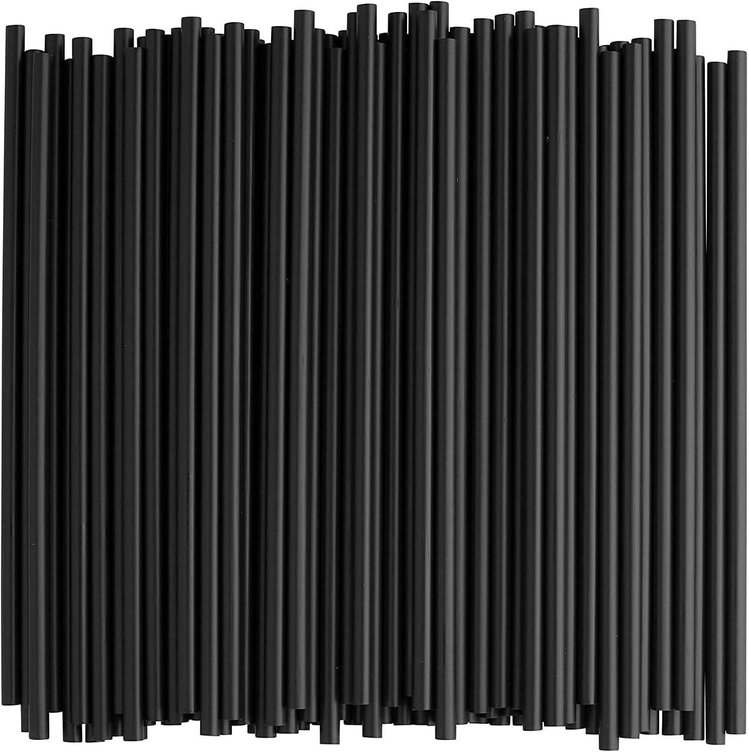 Photo 1 of 7¾ inch Black Disposable Drinking Straws Pack of 500/Box, 1/4" diameter Unwrapped Straws, 100% food-grade, BPA-free polypropylene