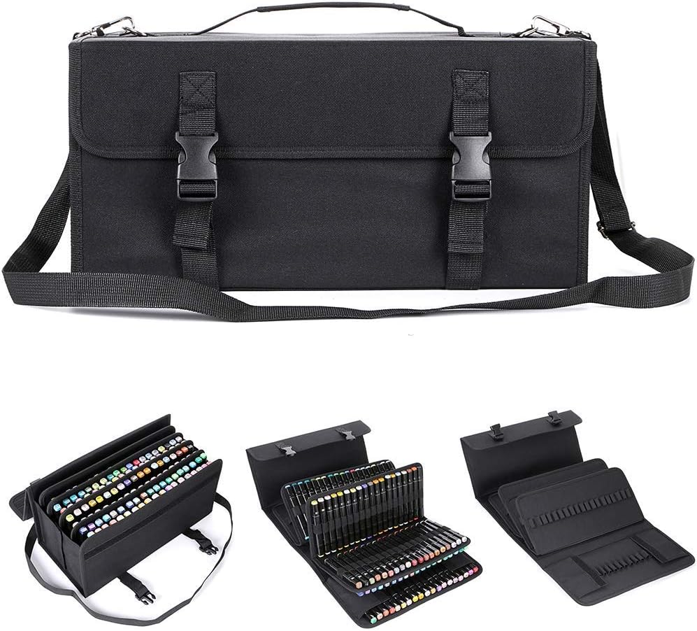 168 Slots Marker Pen Case Markers Carrying Bag Holder for Primascolor Marker and Copic Sketch Marker, Permanent Paint Marker, Dry Erase Marker, Repair Marker Pen, Color Highlighter