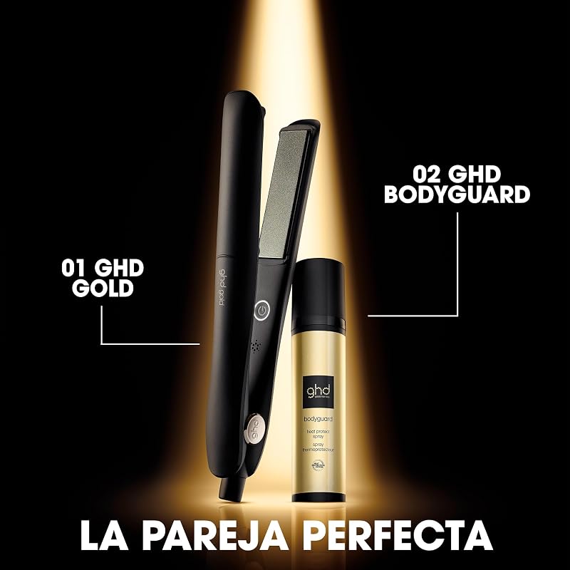 Ghd gold - alisador de cabelo profissional para alisar, ondular e criar ondas, temperatura ideal de modelagem 185ºc, tecnologia dual-zone, preto