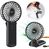Psecici Handheld Fan, Mini Portable Personal Fan with lanyard, 4 Speeds Level 180° Foldable Design for Desk/Travel/Office/Out