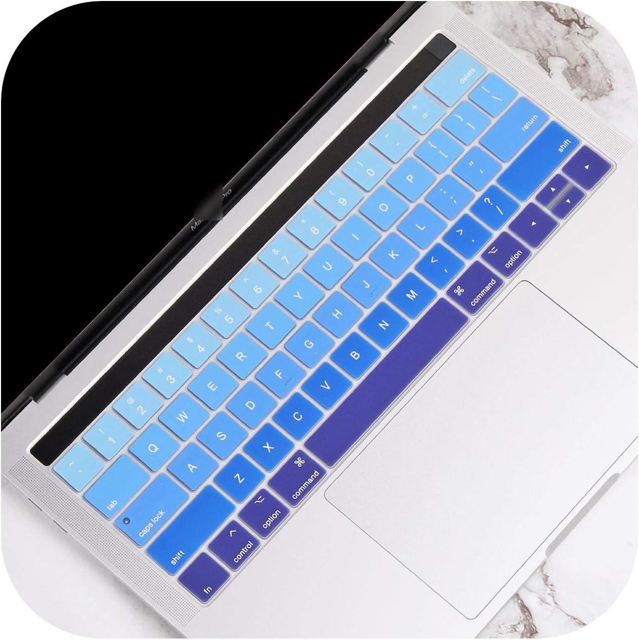 US Gradient Colorful Silicone Keyboard Cover Skin for MacBook Pro 13 15 inch Touch bar 2019 A2159 A1989 A1990 Keyboard Protector-Gradient Blue-