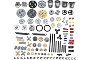 KonHaovF 116PCS Gear and Axle Set for Technic Parts Compatible with with Major Brand Technic Parts, DIY Gears Assortment Pack(Gears Pins Axles Differential New) for Technic Building Blocks Set