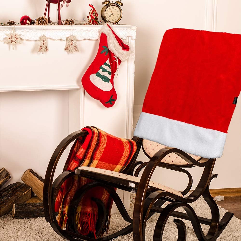 D-FantiX Santa Claus Suit Christmas Chair Covers with Belt Buckle Dining Room Chair Covers Holiday Christmas Decorations Red Set of 4: Home & Kitchen