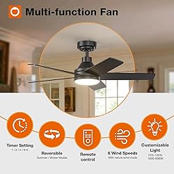 addlon Ceiling Fans with Lights, 42 inch Black