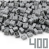 Feleph 2x2 Bricks Light Gray Medium Stone Grey Blocks Set 3003 | 400 Pieces Parts Building Creative Play Accessories Compatible with Major Brands Toys