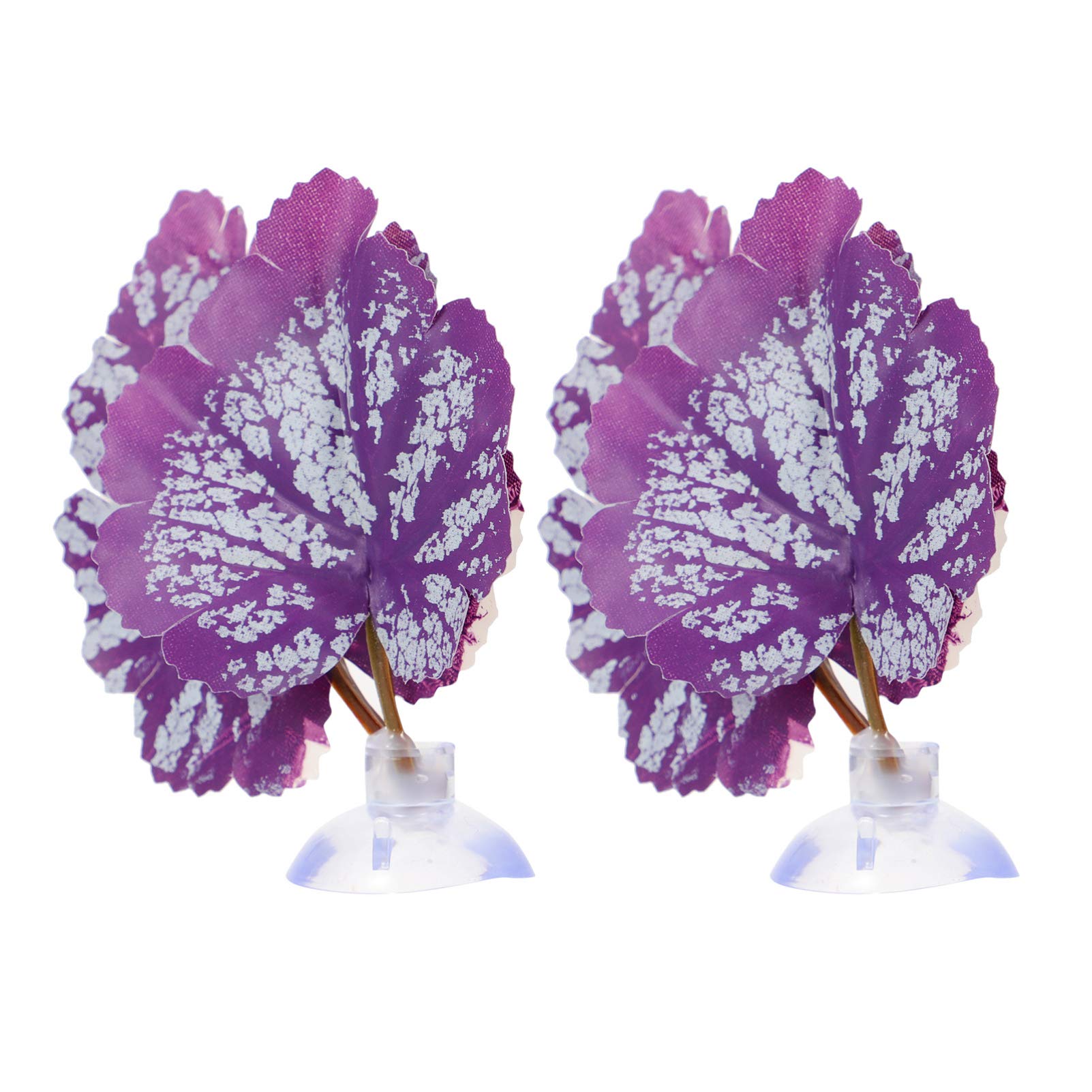 2pcs Betta Fish Leaf Artificial Aquarium Plants Fake Plants Betta Bed Leaf Hammock for Betta Fish Resting Leaf Plastic Aquarium Plants Leaf with Suction Cup Purple