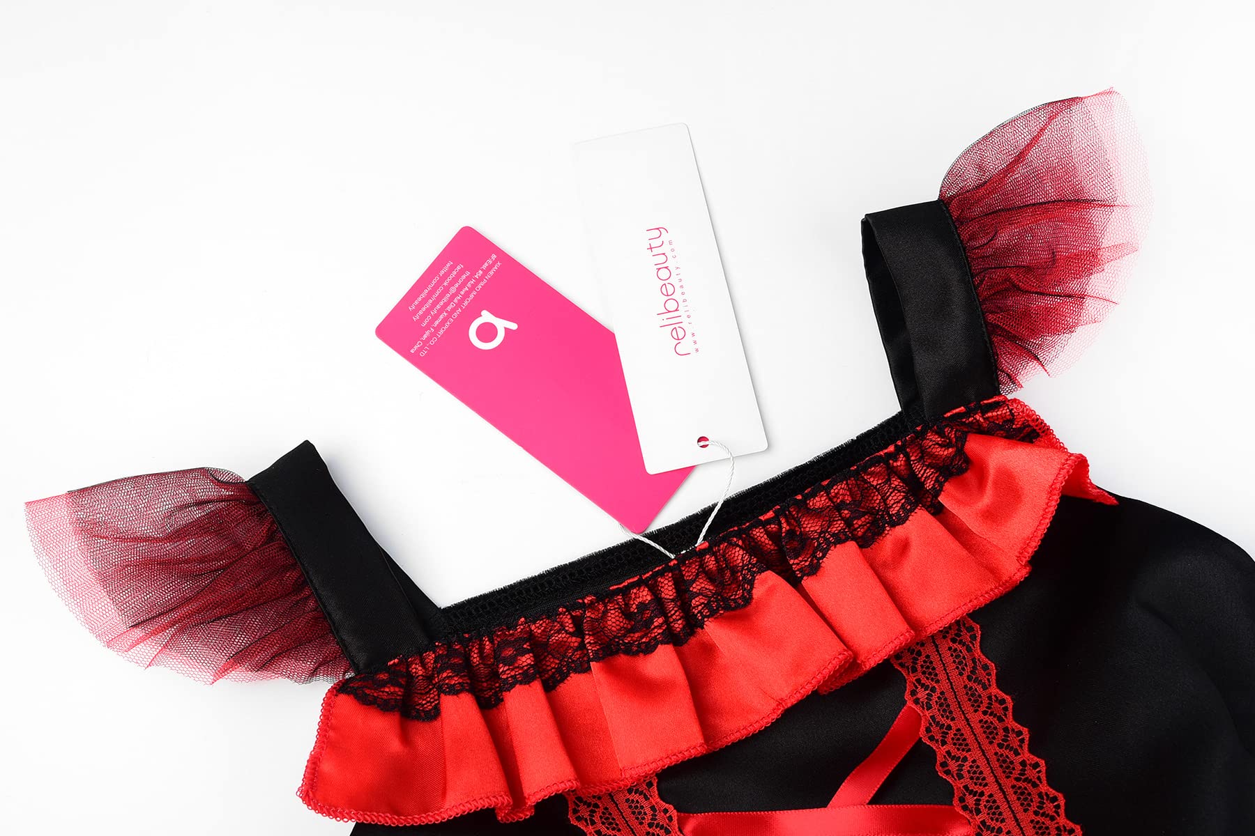 ReliBeauty Devil Cosplay Costume, Halloween Costume, For Children, Girls, Little Devil, Witch, Children's Costume, Christmas, Party, Birthday, Gift, Dress, Feather, Tail, Fork, Horned Headband Set of