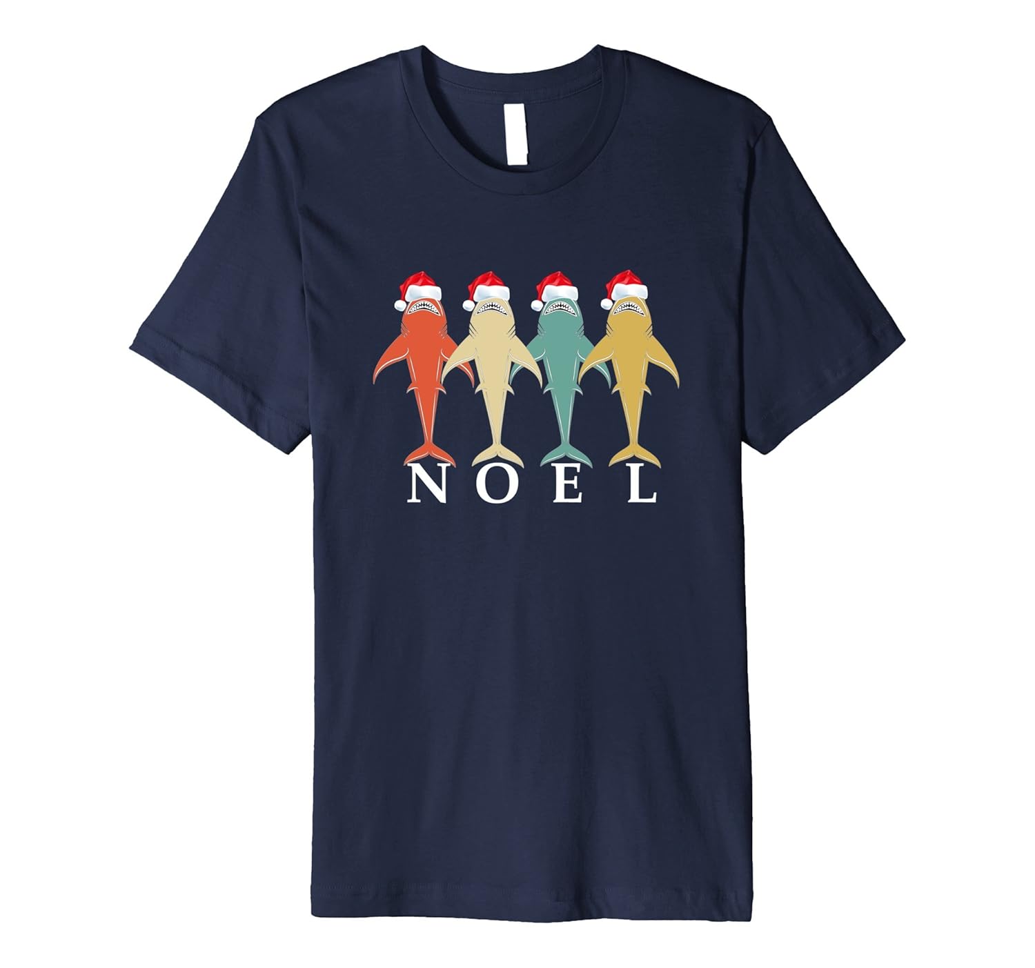 Christmas Shark Noel Retro Vintage Holiday T Shirt-ANZ