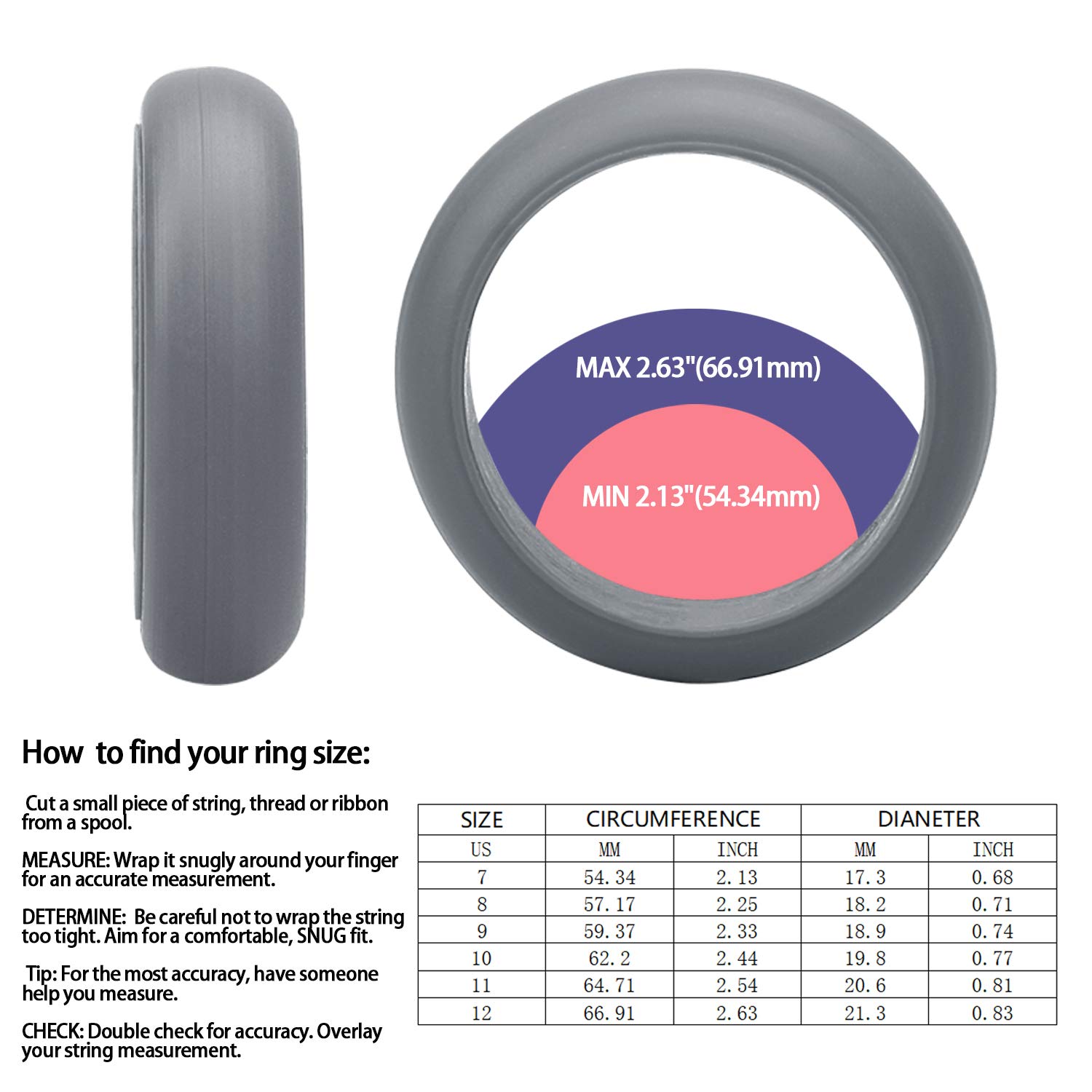 HouNa Silicone Wedding Ring Rubber Wedding Bands for Men & Women 4 Pack 9mm Wide Silver Black Grey Light Grey