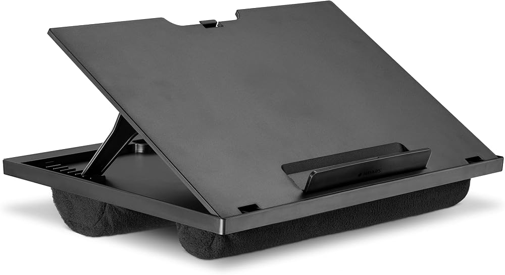 Navaris Adjustable Laptop Lap Tray Desk with Cushion 37.6 x 28 cm