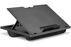 Navaris Laptop Tray - Adjustable Lap Desk for Home Office - Tablet or Keyboard Stand Table with Cushion - Lightweight Drawing
