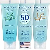 Bergman Kelly - Travel Shampoo and Conditioner Set - 1 fl oz, 100 Pieces, Tropical Waterfall - Delight Your Guests with Invigorating and Refreshing Hotel Toiletries and Guest Hospitality in Bulk