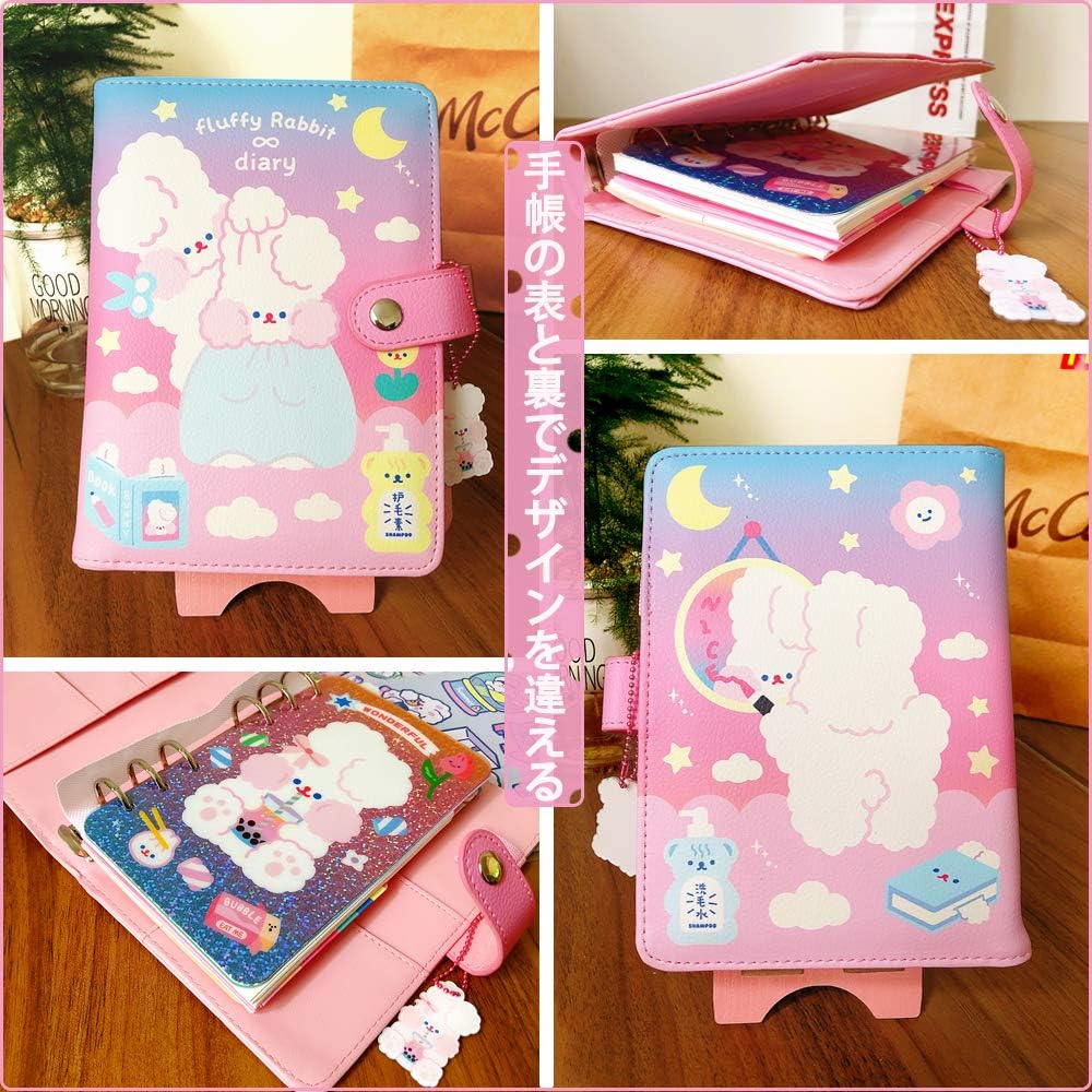 Amazon 可愛いシステム手帳 6穴 リング バインダーノート リングノート ルーズリーフ式 高品質 Puレザーカバー スケジュール帳 メモ帳 手帳 カード収納 ペンホルダー付 文房具用品女の子と子供へのギフト ヘアデザイナー システム手帳 文房具 オフィス用品