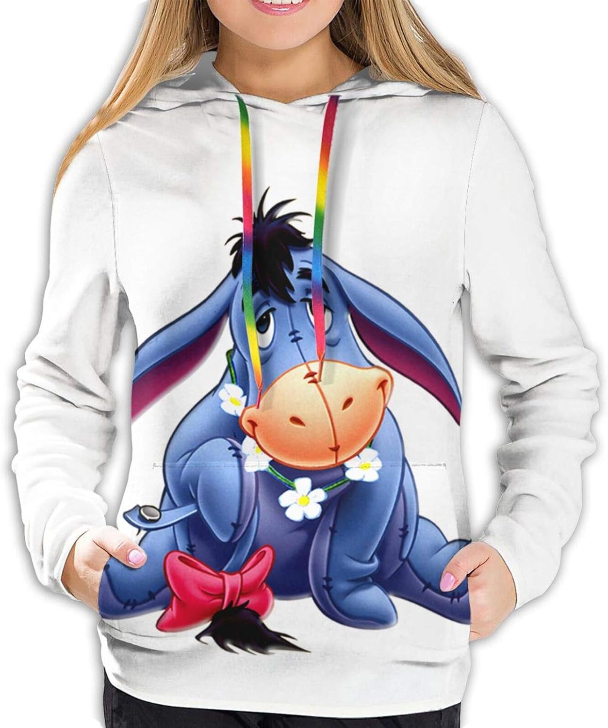 SCCTTY Eeyore Women's Hoodie FullZip Hoodie Casual Tops Large Black