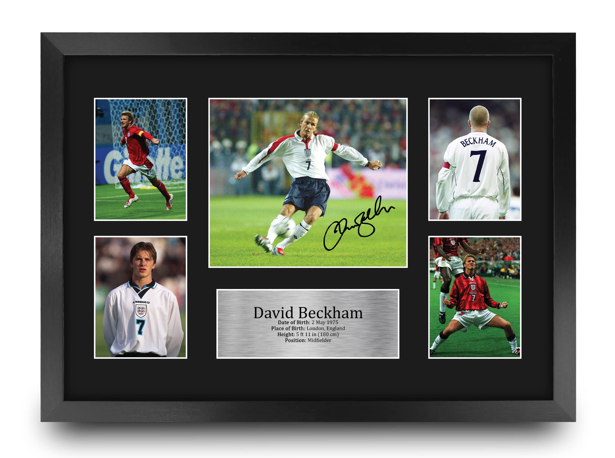 HWC Trading FR A3 David Beckham England Gifts Printed Signed Autograph Picture for Football Fans and Supporters - A3 Framed