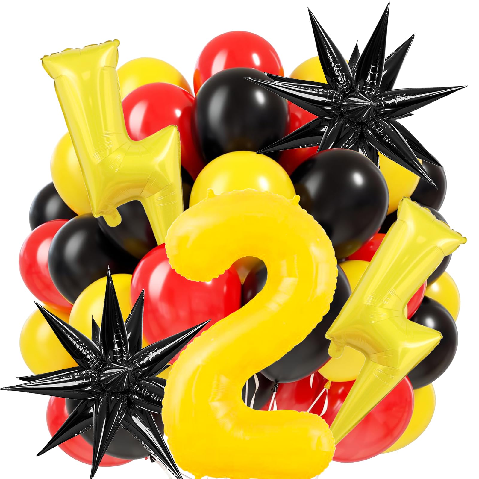 Photo 1 of Red Black Yellow Number 2 Balloon Kit for Kids Party, 2 Balloon Cartoon Birthday Party Decorations, 2 Balloon Number for Kids Cartoon Birthday Party Decorations Supplies