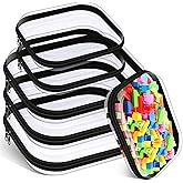 Hoolerry 6 Pcs Hard Clear Zipper Case Transparent Zipper Hard Pouch for Snacks Makeup Bag Plastic Cosmetic Bag Portable Travel Organizer for Makeup Storage(Black,Big,Medium)