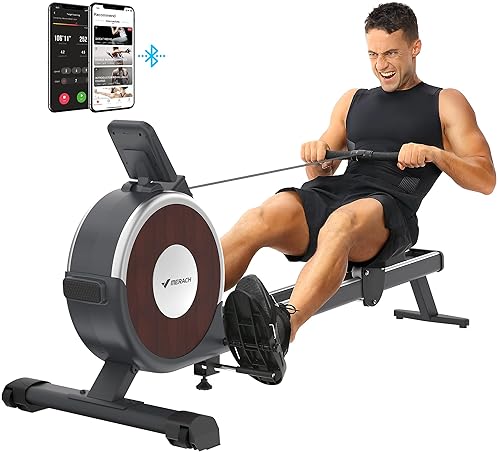 Cardio Training - Merach Rowing Machine, Magnetic Rower Machine for Home, 16 Levels of Quiet Resistance, Dual Slide Rail with Max 350lb Weight Capacity, App Compatible with LCD Monitor, Q1S