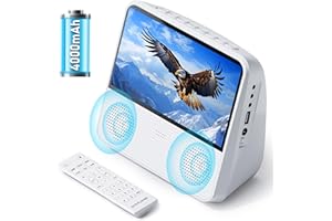 9.8“ Portable DVD Player with 7" HD Screen, Portable DVD Player for Car with 4000mAh Rechargeable Battery, Built-in Dual HiFi