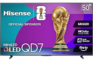 Hisense 50" Class QD7 Series Mini-LED 4K UHD Smart Fire TV (50QD7QF, 2025 Model) - QLED, HDR10+, Dolby Vision, Dolby Atmos, Game Mode Plus, ALLM, Alexa Built in with Voice Remote, Streaming TV, Black