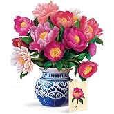 Freshcut Paper Peony Paradise 13 Inch Life-Sized 3D Pop Up Card &ndash; Birthday, Mothers Day, Thank You, Gifts for Mom and Her &ndash; Includes Notecard and Envelope